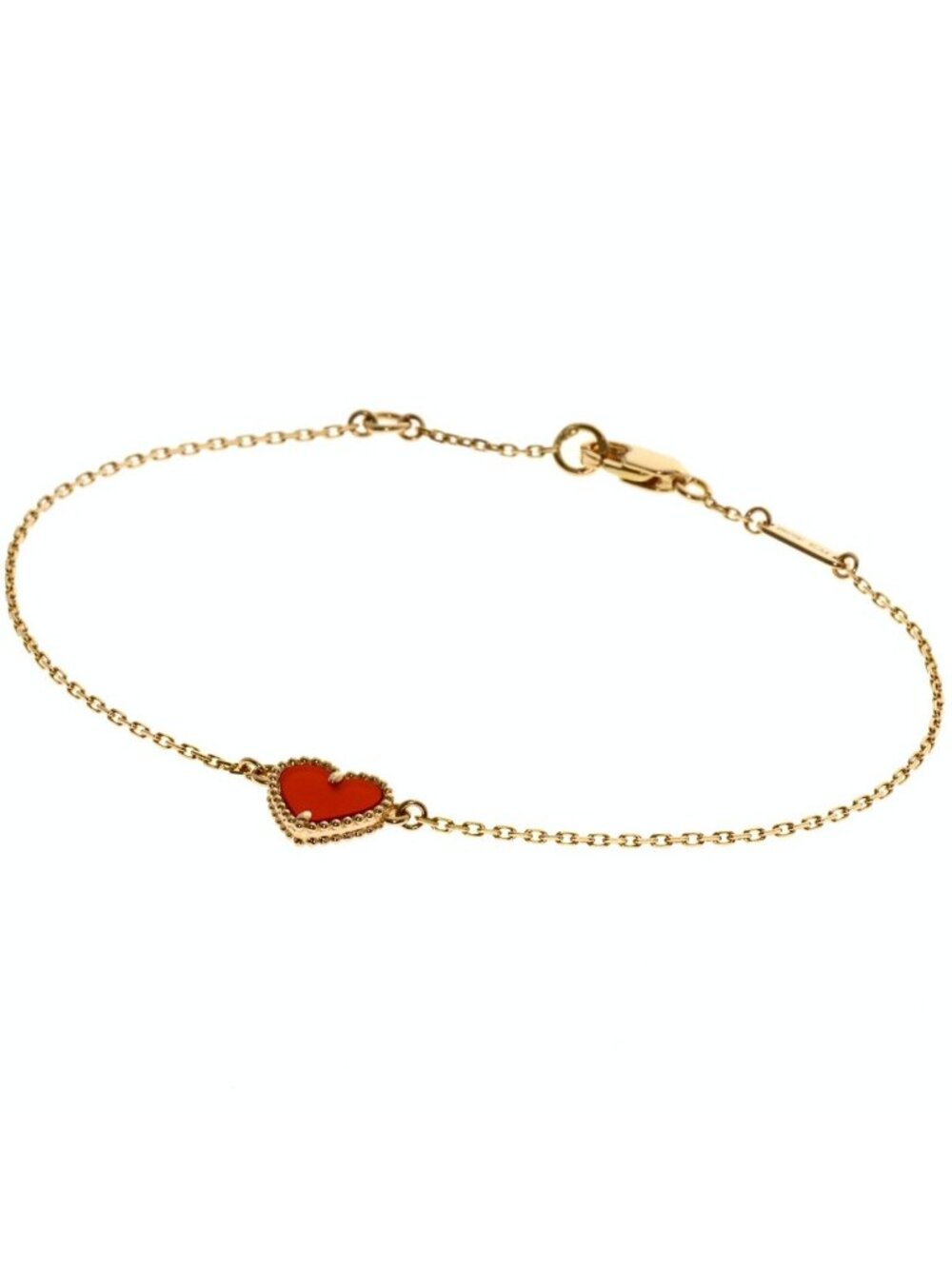 Van Cleef & Arpels Sweet Alhambra Heart Carnelian Bracelet 18k Pink Gold